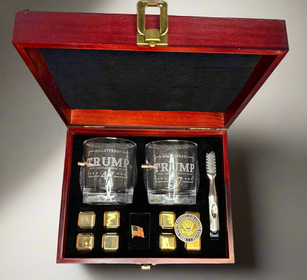 Limited Edition Bullet Embedded Whiskey Glass Set with Presidential.
Limited Edition Bullet Embedded Whiskey Glass Set with Presidential Limited Edition Bullet Embedded Whiskey Glass Set with Presidential Touch - Bullet Whiskey Glass, Trump, Trump glassware, Bullet Glass, Trump bulletproof glass, Benshot, Trump whiskey Glass