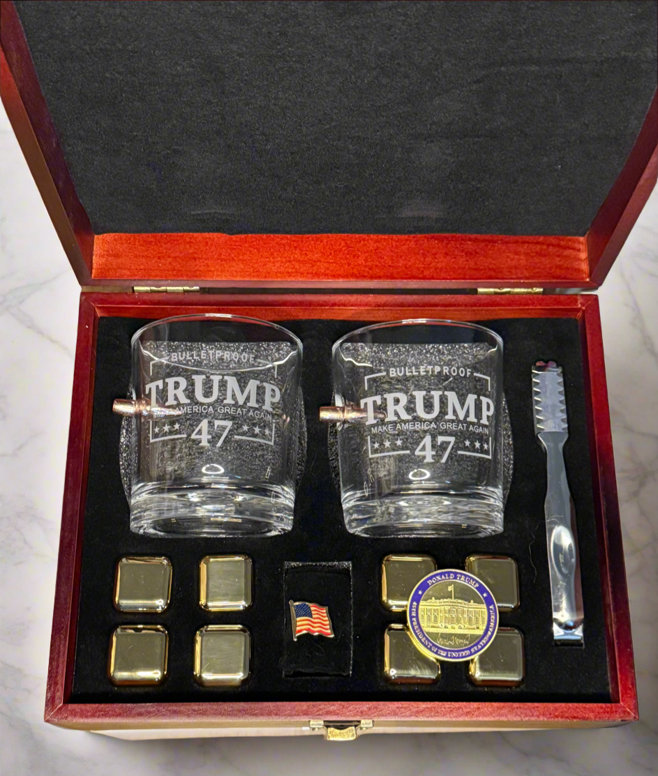 Limited Edition Bullet Embedded Whiskey Glass Set with Presidential.
Limited Edition Bullet Embedded Whiskey Glass Set with Presidential Limited Edition Bullet Embedded Whiskey Glass Set with Presidential Touch - Bullet Whiskey Glass, Trump, Trump glassware, Bullet Glass, Trump bulletproof glass, Benshot, Trump whiskey Glass
