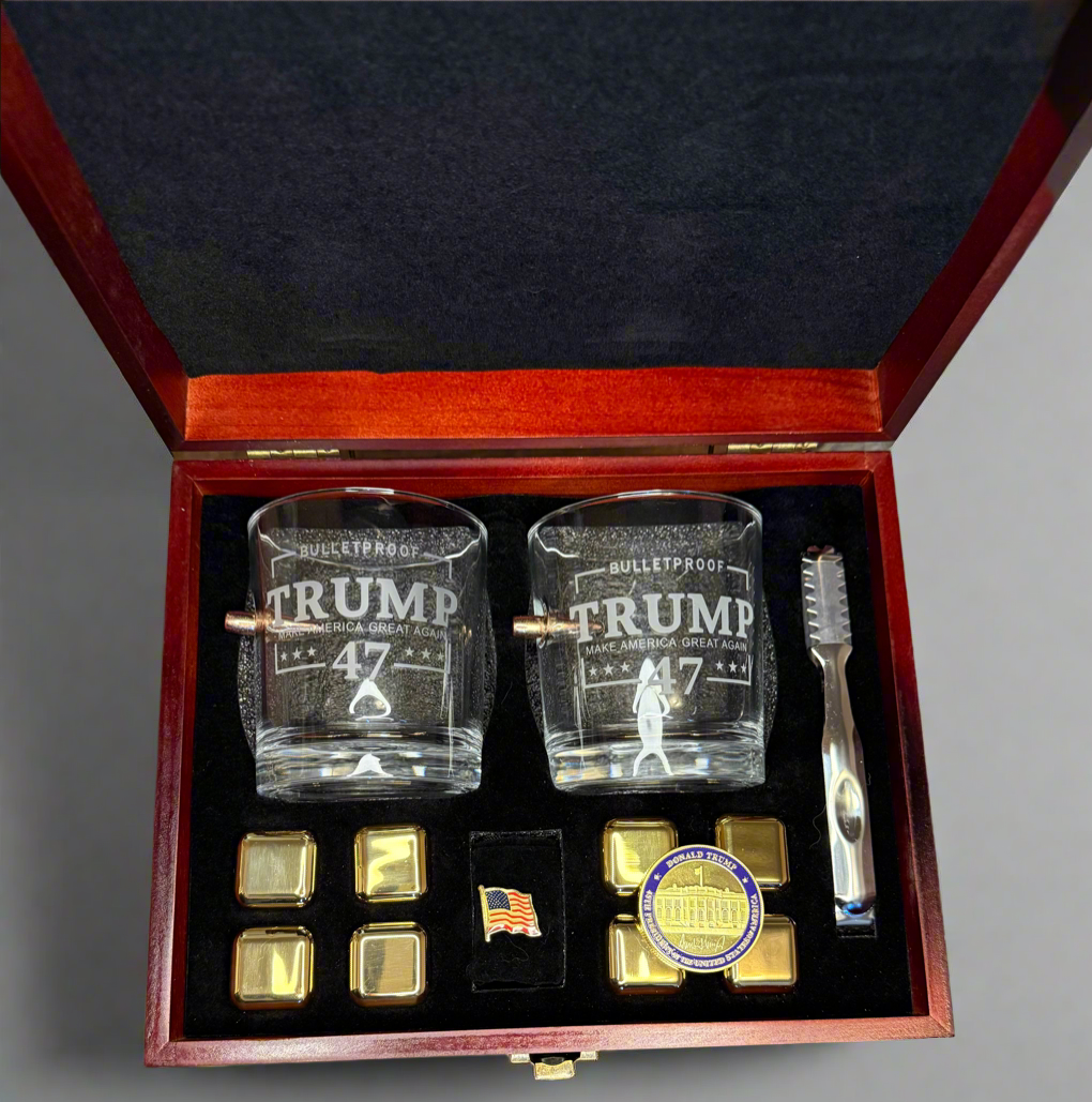 Limited Edition Bullet Embedded Whiskey Glass Set with Presidential Touch - Bullet Whiskey Glass, Trump, Trump glassware, Bullet Glass, Trump bulletproof glass, Benshot, Trump whiskey.  Whiskey Glass with Bullet Whiskey Glass with Bullet, Bullet whiskey Glass - Trump, Trump Whiskey glass, Bullet proof Trump glass, Whiskey Glass Set, Bullet Embedded Whiskey Glass, bullet glassware, bullet whiskey glass, Trump whiskey
