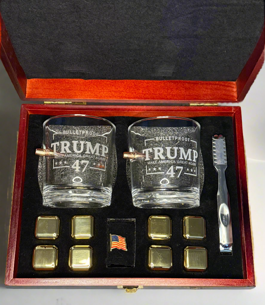 Limited Edition Bullet Embedded Whiskey Glass Set with Presidential 
Limited Edition Bullet Embedded Whiskey Glass Set with Presidential Limited Edition Bullet Embedded Whiskey Glass Set with Presidential Touch - Bullet Whiskey Glass, Trump, Trump glassware, Bullet Glass, Trump bulletproof glass, Benshot, Trump whiskey Glass.